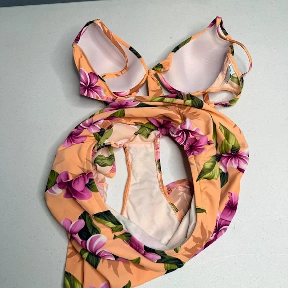 Sunsets Inc. Floral Bikini Set in Orange and Pink - Picture 11 of 11